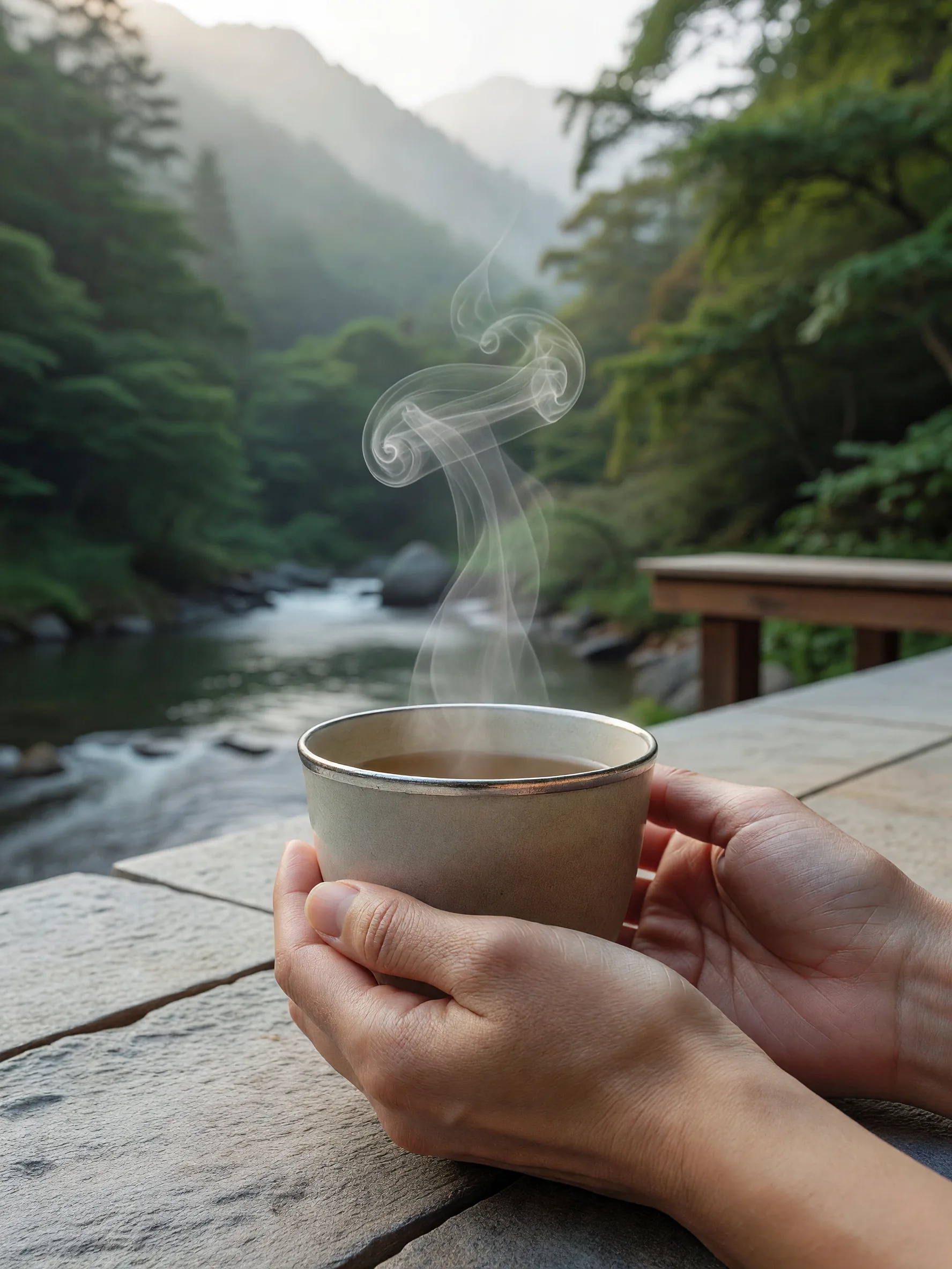 お茶と渓流